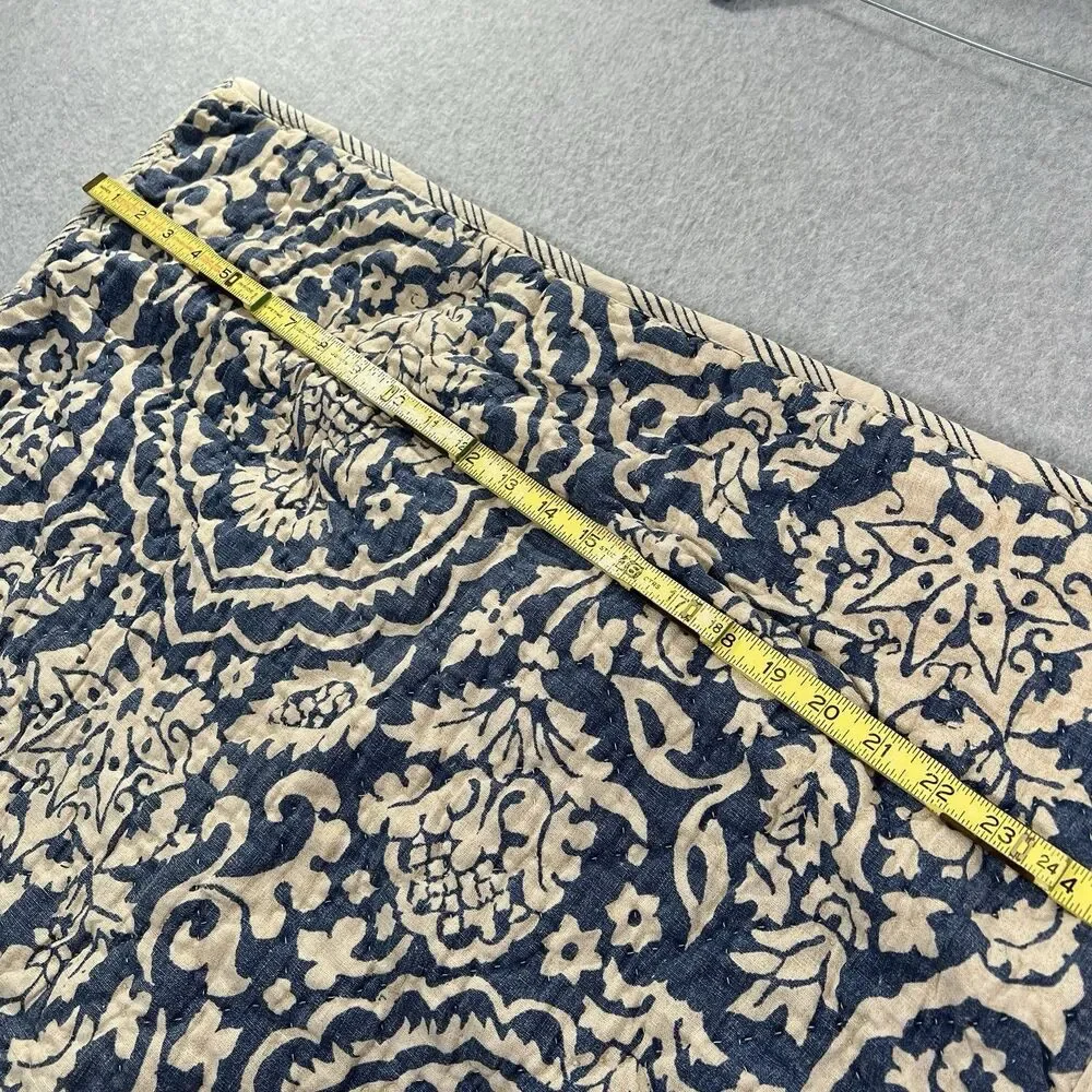 Pottery Barn Quilted Euro Sham Cream Blue linen cotton 26